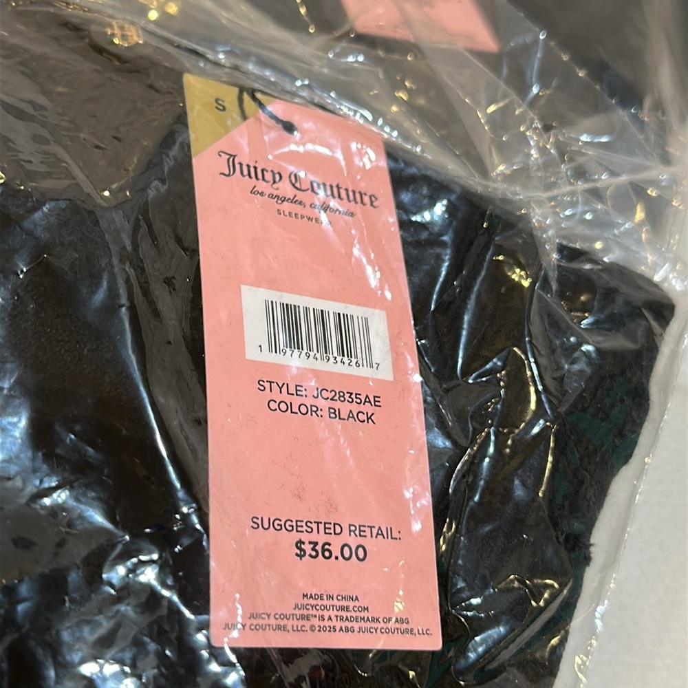 NWT Juicy Couture Velvet Fleece Wide Leg Pant With Rhinestone Accents in Black - Picture 8 of 8